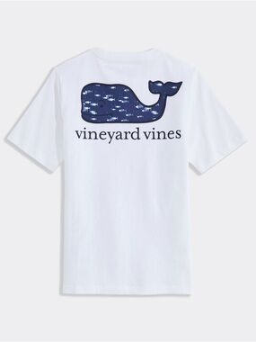 Vineyard Vines White Tee with Navy Whale Graphic